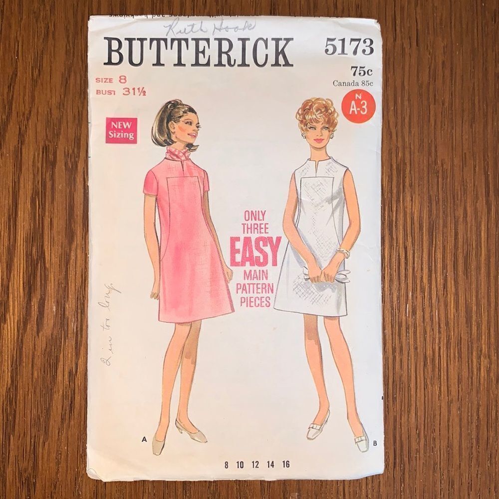 ‎Vtg Butterick 60s/70s shift dress pattern